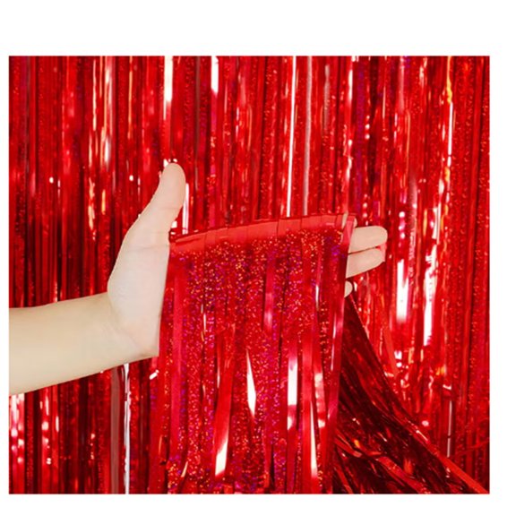YEYIXUK 2-Piece Foil Fringe Decorative Curtains Photo Backdrop Set Party Foil Curtains 250x100cm