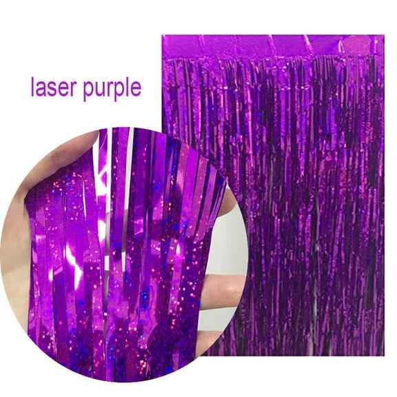 YEYIXUK Pack Of 2 Party Decorative Foil Door Curtain Laser Purple 200x100cm