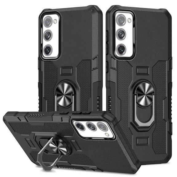 YEYKX Case for Samsung Galaxy S20 FE 2022/S20 FE 5G/S20 FE, Ring Holder Kickstand Anti-Fingerprint Non-slip Anti-Drop Heavy Duty Defender Rugged Case Cover for Samsung S20 FE Phone 6.5"