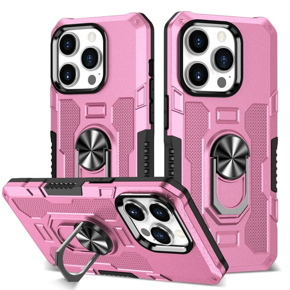 YEYKX Case for iPhone 11 Pro Max, Ring Holder Kickstand Anti-Fingerprint Non-slip Anti-Drop Heavy Duty Defender Rugged Case Cover for iPhone 11 Pro Max Phone 6.5 inches,Pink,For iPhone 11 Pro Max