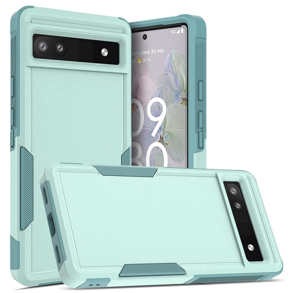 YEYKX Defender Case for Google Pixel 6A 6.1'' Heavy Duty 1 in 1 Design Rugged Full Body Dustproof Shockproof Bumper Non-Slip Protective Cover,Light Green,For Google Pixel 6A