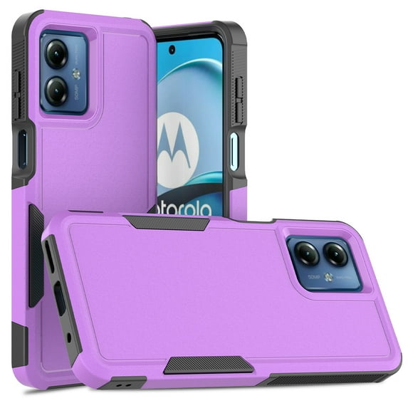YEYKX Defender Case for Motorola Moto G14 6.5'' Heavy Duty 1 in 1 Design Rugged Full Body Dustproof Shockproof Bumper Non-Slip Protective Cover,Purple,For Moto G14