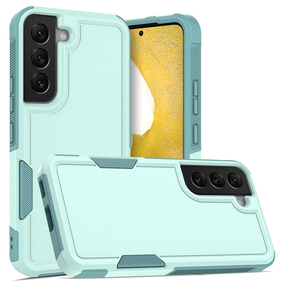 YEYKX Defender Case for Samsung Galaxy S22 5G 6.1'' Heavy Duty 1 in 1 Design Rugged Full Body Dustproof Shockproof Bumper Non-Slip Protective Cover,Light Green,For Galaxy S22(5G)