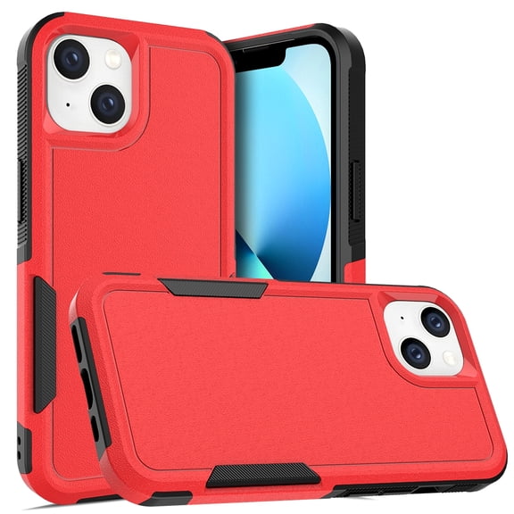 YEYKX Defender Case for iPhone 13 6.1'' - Heavy Duty 1 in 1 Design Rugged Full Body Dustproof Shockproof Bumper Non-Slip Protective Cover,Red,For iPhone 13