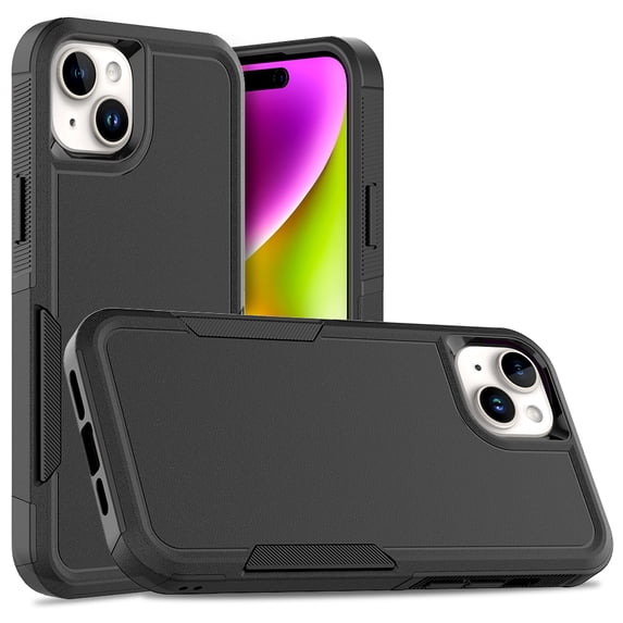 YEYKX Defender Case for iPhone 15 Plus 6.7'' - Heavy Duty 1 in 1 Design Rugged Full Body Dustproof Shockproof Bumper Non-Slip Protective Cover,Black,For iPhone 15 Plus