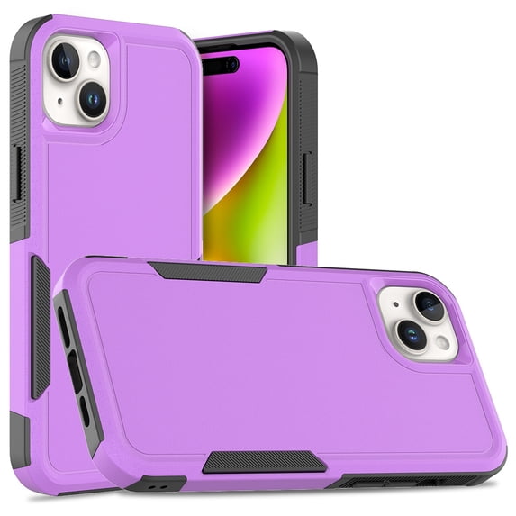 YEYKX Defender Case for iPhone 15 Plus 6.7'' - Heavy Duty 1 in 1 Design Rugged Full Body Dustproof Shockproof Bumper Non-Slip Protective Cover,Purple,For iPhone 15 Plus