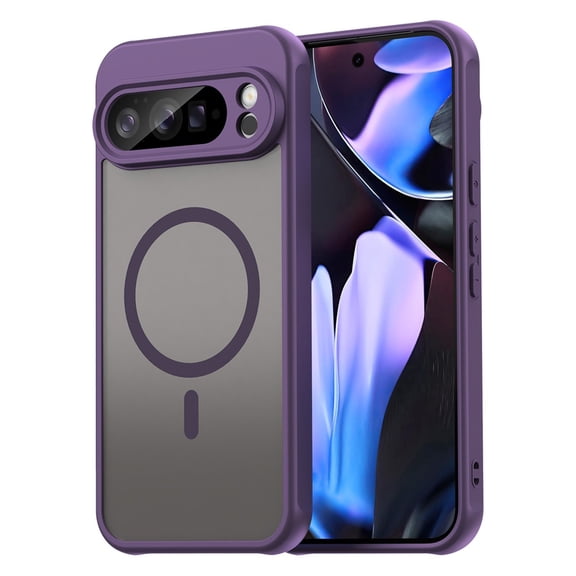 YEYKX Magnetic for Google Pixel 10 Pro XL Case [Compatible with MagSafe] [Military Grade Drop Protection] Translucent Matte Shockproof Phone Case,Purple
