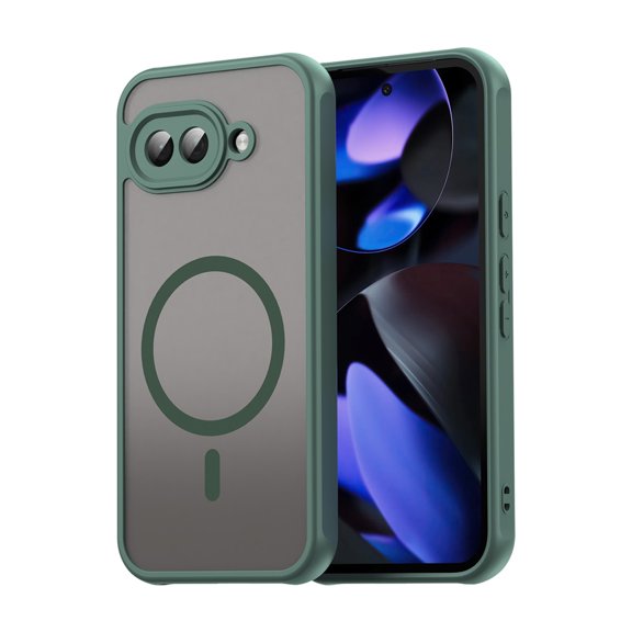 YEYKX Magnetic for Google Pixel 9a Case [Compatible with MagSafe] [Military Grade Drop Protection] Translucent Matte Shockproof Phone Case,Green,For Google Pixel 9a