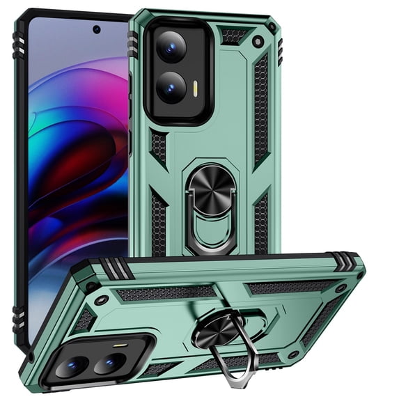 YEYKX for Motorola Moto G Stylus 5G (2024) 6.7-inch Phone Case, Impact Resistant Metal Ring Magnetic Support Kickstand Drop Protector Cover for Motorola Moto G Stylus 5G (2024) 6.7-inch,Green