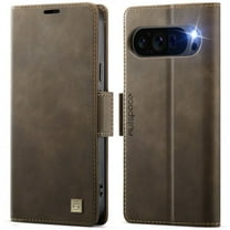 YEYKX Phone Case for Google Pixel 9 Pro XL 6.8-inch Magnetic Wallet Phone Case Protective Leather Case with Card Holder Function Shockproof Flip Case,Brown,For Google Pixel 9 Pro XL