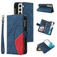 thumbnail image 1 of YEYKX for Samsung Galaxy S22 5G Wallet Phone Case with 9 Card Holder Zipper Pocket, Magnetic Closure Premium Folio PU Leather Flip Case with Wrist Strap for Samsung Galaxy S22 5G,Blue, 1 of 8