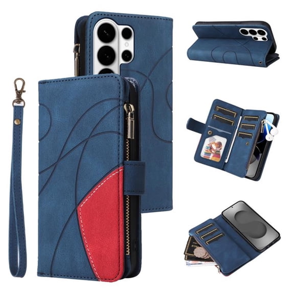 YEYKX for Samsung Galaxy S26 Ultra 5G 6.9" Wallet Phone Case with 9 Card Holder Zipper Pocket, Magnetic Closure Premium Folio PU Leather Flip Case with Wrist Strap for Samsung Galaxy S26 Ultra 5G