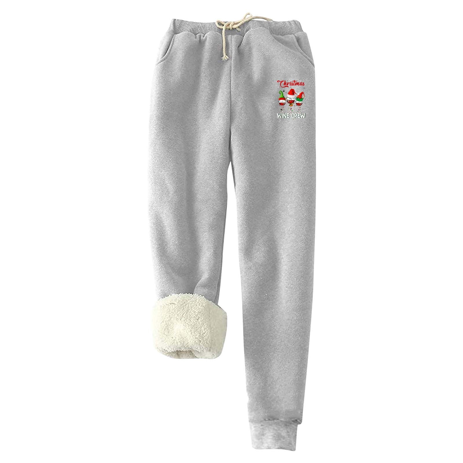 YEYLANERS Fleece Lined Joggers Women Plus Size Christmas Print Sherpa Sweatpants with Pockets Drawstring Elastic High Waisted Baggy Lounge Pants Casual Yoga Workout Trousers 2024 Gray XL Walmart