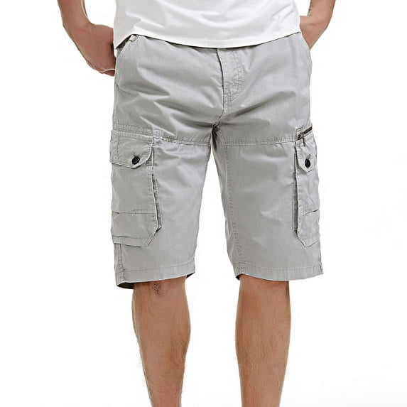 YEYLANERS Mens Cargo Hiking Shorts Summer Casual Quick Dry Lightweight Stretch Workout Shorts for Men Relaxed fit Breathable Solid Color Athletic Shorts Multi Pockets,Gray,29