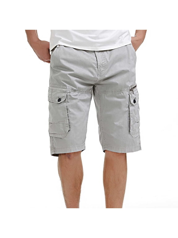 Mens Cargo Hiking Shorts Summer Casual Quick Dry Lightweight Stretch Workout Shorts for Men Relaxed fit Breathable Solid Color Athletic Shorts Multi Pockets,Gray,29