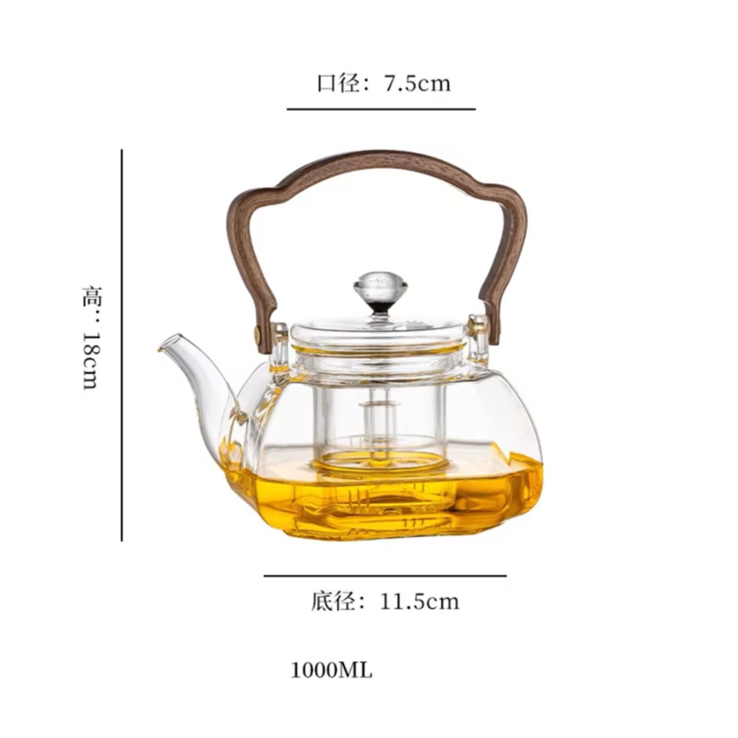 YEYNGQC 1000ML Octahedral Heat Resistant Glass Teapot Steaming and