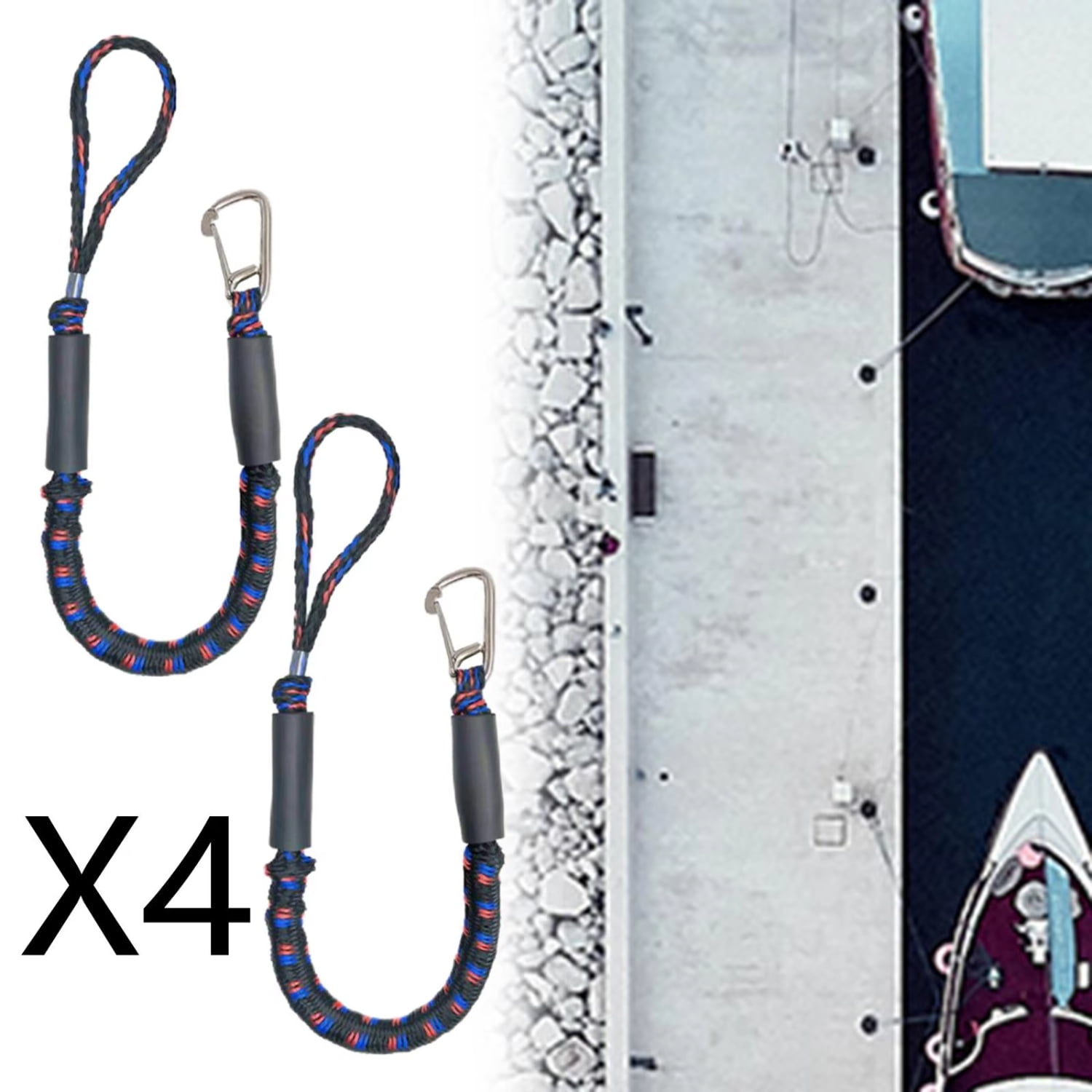 YEYNGQC Bungee Dock Lines Boat Ropes Docking Line Mooring Rope PWC Kayak Watercraft Jet Ski