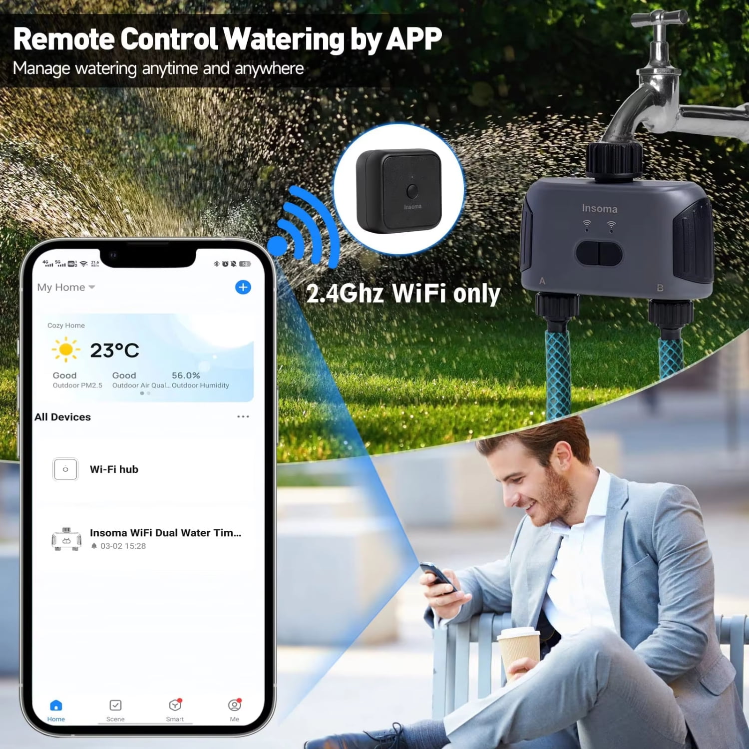 YEYNGQC Insoma Automatic Water Timer with Wifi Hube 2Outlet Garden