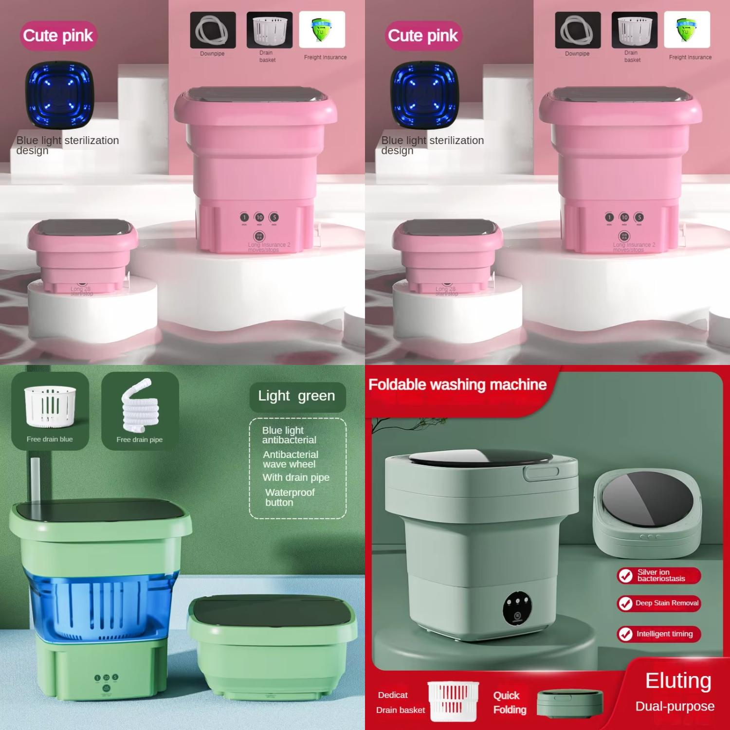 YEYNGQC Portable Foldable Washing Machine With Spin Dryer Automatic