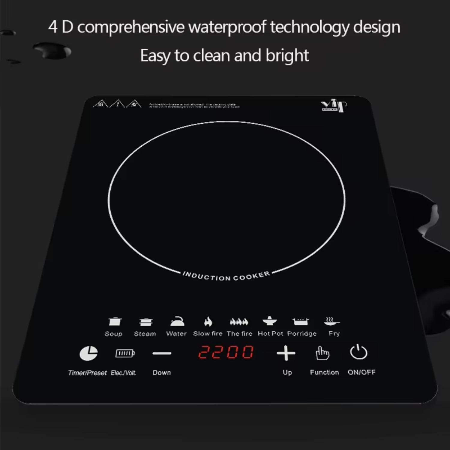 YEYNGQC Portable Induction Hob 2200W 8 Gears Single Induction Cooker  Control  Induction Countertop With Safety Protection