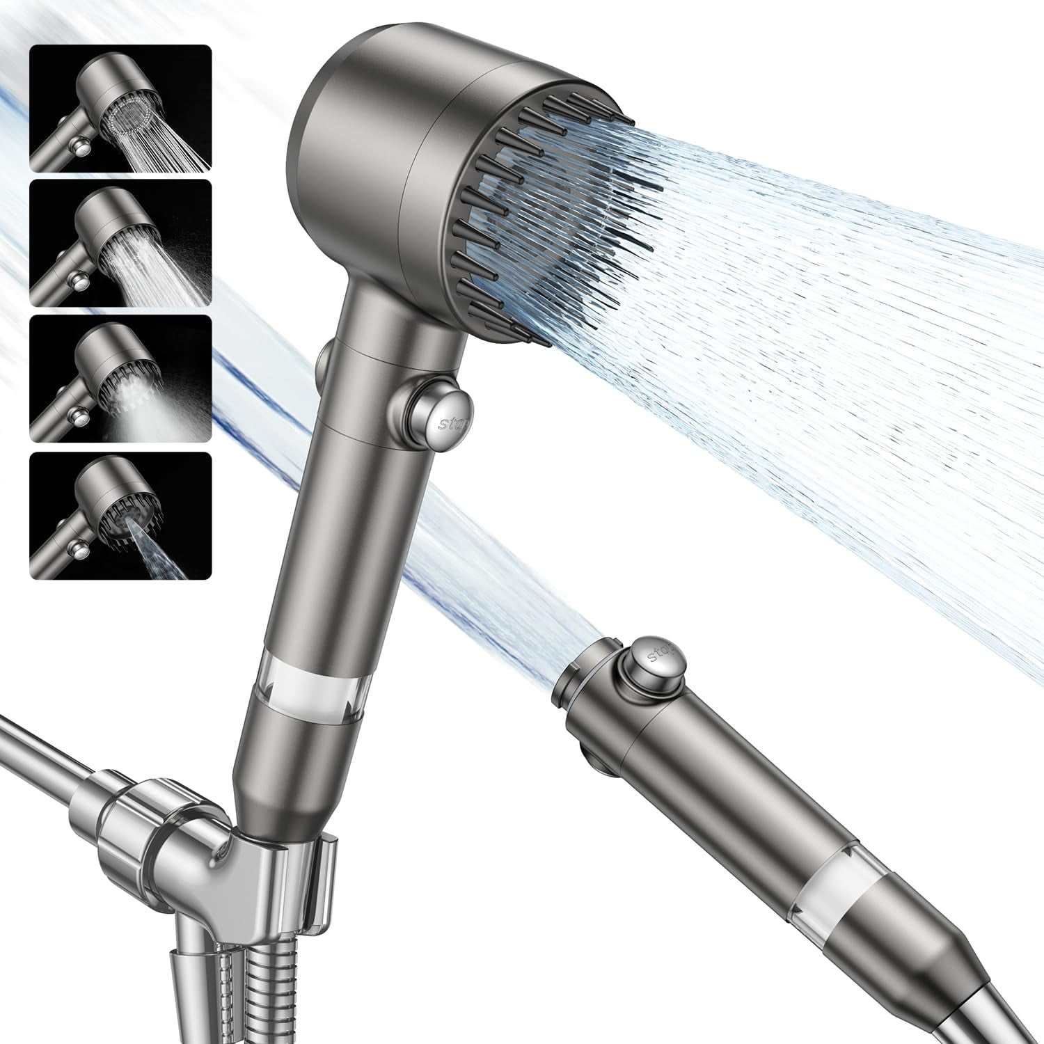 YEYUN Handheld Filtered Shower Head. High pressure with 4 spray modes ...