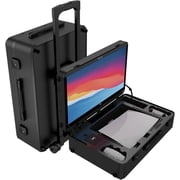 POGA YEZ compatible with PS5 Premium Portable UHD/4K Console Travel Case included Trolley, removeable Bluetooth Speaker and 27  AOC Gaming Monitor - Black