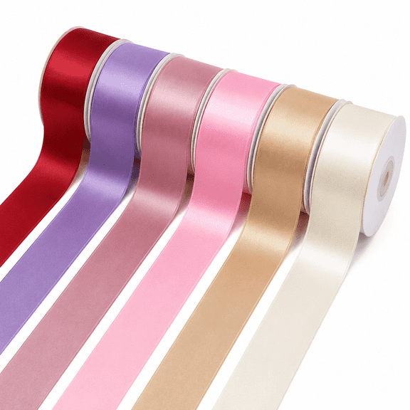 YEyangqi 1.57 Inch Satin Ribbon 6 Rolls, 25 Yards per Roll (150 Yards Total), Double Faced Polyester Ribbon for Wedding Decor, Gift Wrapping, Hair Bows, Floral Arrangements, Crafts