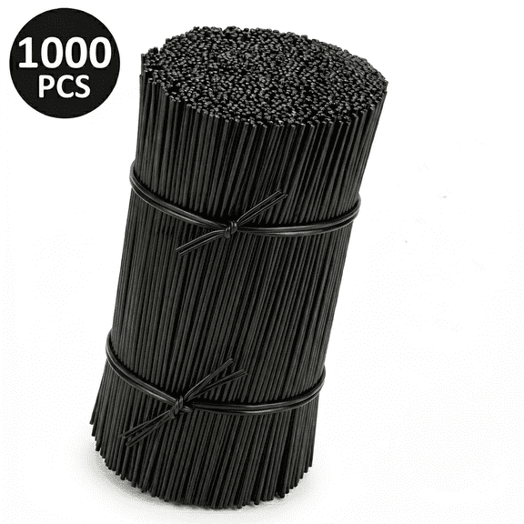 YEyangqi 1000 Pcs 6 Inch Coated Iron Twist Ties, 0.06" Diameter Black Plastic Coated Wire Ties, Reusable Metal Core Cable Ties for Plant Support, Bag Sealing, Cable Organizing