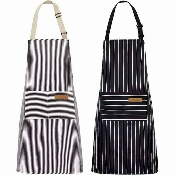 YEyangqi 2 Pack Apron, Cooking Kitchen Aprons, Adjustable Bib Apron with 2 Pockets for Men Women Chef Apron