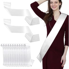 YEyangqi 24-Pack Blank White Satin Sashes, 63″x3.7″ (folded in half 31.5″x3.7″) DIY Plain Pageant Sash for Beauty, Wedding, Bachelorette, Graduation, Bulk Satin Ribbon to Decorate