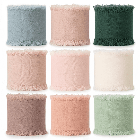 YEyangqi 9 Rolls Frayed Fringe Silk Chiffon Ribbon, 1.5 Inch Wide x 5m (5.46Yd) per Roll, Multicolor Ribbons Set for Gift Wrapping, Wedding Bouquets, DIY Crafts, Party Decor