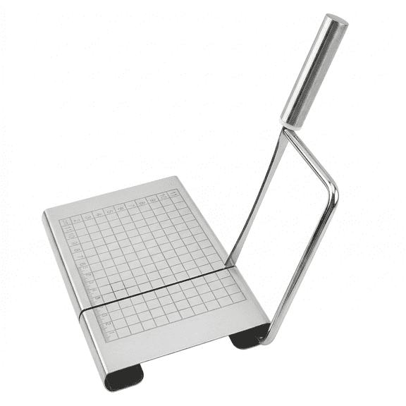 YEyangqi Cheese Slicer, Stainless Steel Cheese Cutter Board with Measurement Grid, Multi-Purpose Kitchen Gadget for Block Cheese, Butter, Sausage, Vegetables, Silver