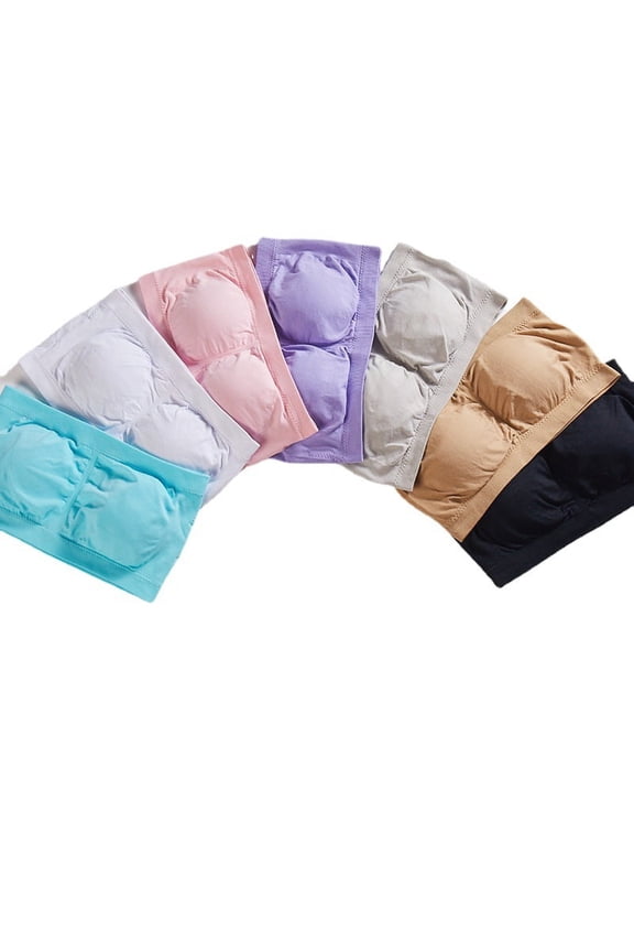 -Strapless Bra for Women, Padded Seamless Bandeau Bra with Support Wire Free Tube Top Non Slip Bralette(7 Pack)