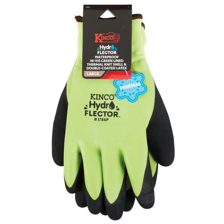 Kinco HydroFlector Mens Large Hi-Vis Green Waterproof Latex Coated Winter Work Glove