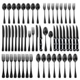 thumbnail image 1 of YFBXG 48-Piece Matte Black Stainless Steel Flatware Set with Black Handles (Service for 8), 1 of 9