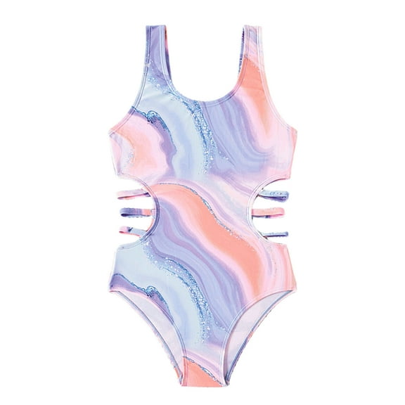 YFELWZ Girls Swimsuit One Piece Tie Dye Sport Bathing Suits Swimwear for Kids Size 14