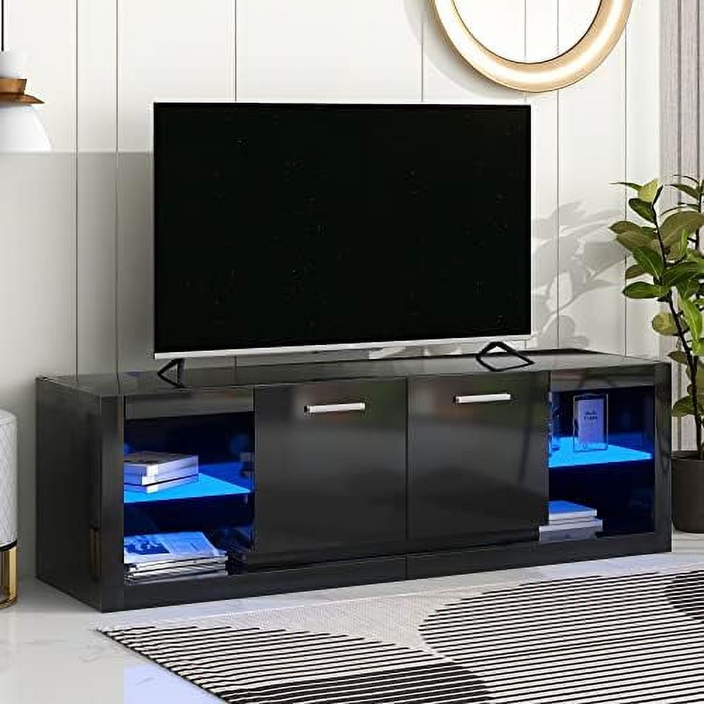 YFENGBO White TV Stand with Light Entertainment Center with for