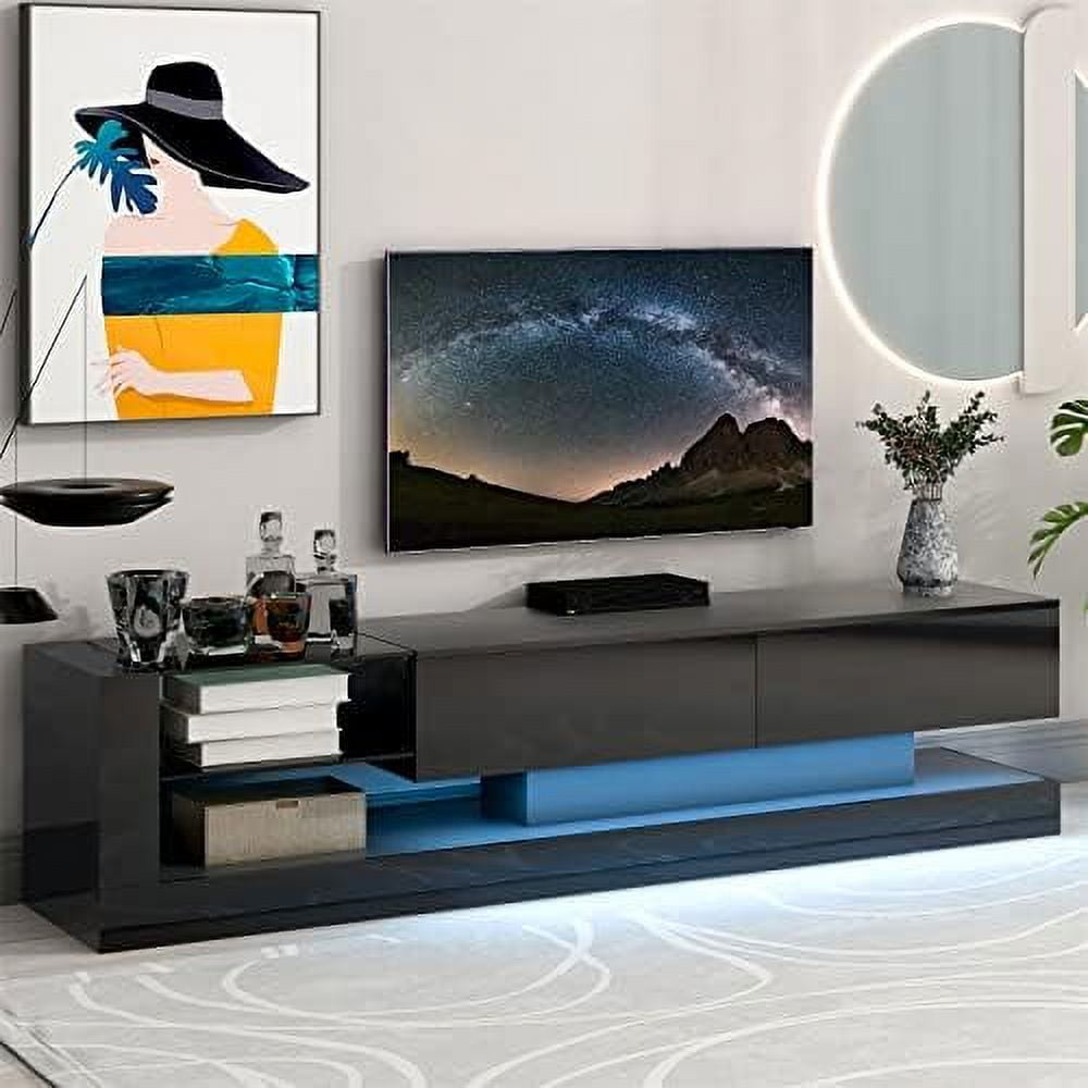YFENGBO White TV Stand with Light Entertainment Center with for