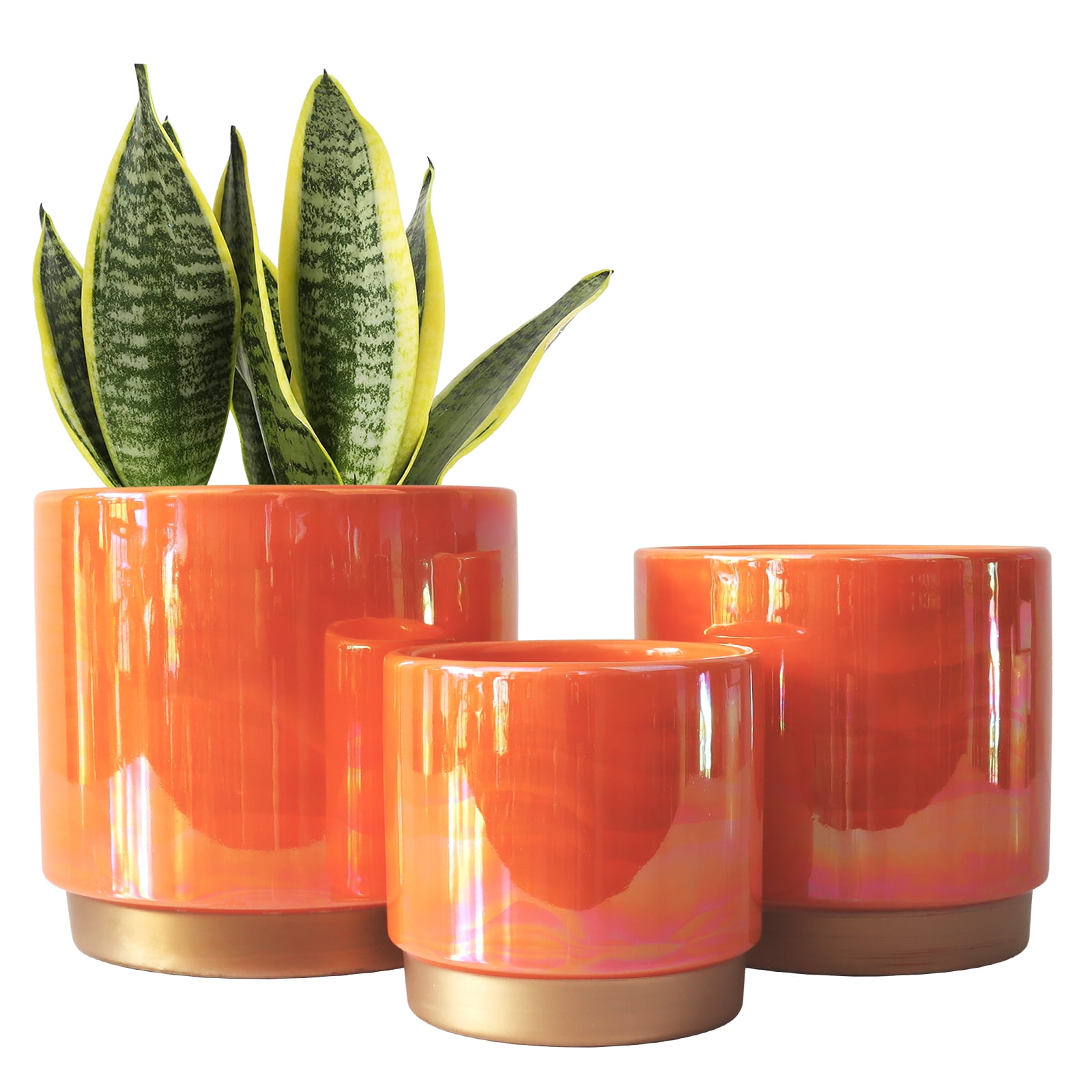 YFFSRJDJ Indoor Plant Pots for Plants, Ceramic Planter with Drainage Hole, 6.0 inch+5.0 Inch+4.0 Inch. Succulent Orchid Flower Pot - Rainbow Pearl Glaze