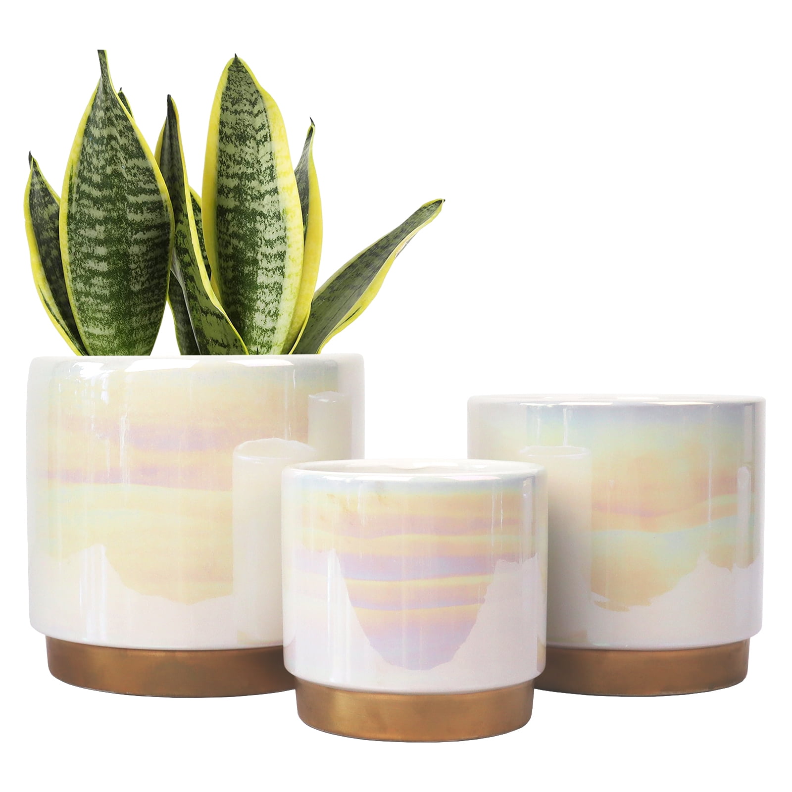 YFFSRJDJ White Plant Pots for Indoor Plants, Ceramic Planter with Drainage Hole, 6.0 inch+5.0 Inch+4.0 Inch. Succulent Orchid Flower Pot