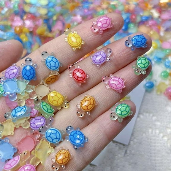 YFGEFTR 100 Pieces Mini Resin Turtles for Crafts, Cute Ocean Miniatures Animals Figurines to Hide for Fairy Garden Landscape Dollhouse Party Decorations 1.2"H