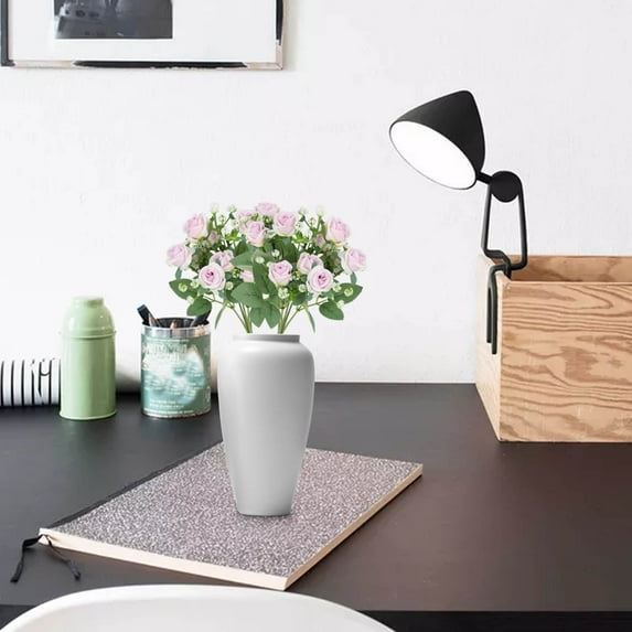 YFGEFTR 2 Bouquets Roses Artificial Flowers, Real Touch White Roses Bouquets Silk Flowers for Vase Centerpiece Table Wedding Party Bridal DIY Decor