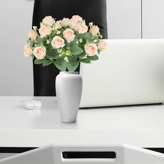 YFGEFTR 2 Bouquets Roses Artificial Flowers, Real Touch White Roses Bouquets Silk Flowers for Vase Centerpiece Table Wedding Party Bridal DIY Decor