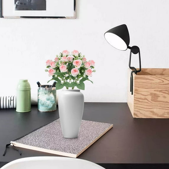 YFGEFTR 2 Bouquets Roses Artificial Flowers, Real Touch White Roses Bouquets Silk Flowers for Vase Centerpiece Table Wedding Party Bridal DIY Decor