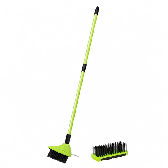 YFGEFTR 3 in 1 Telescopic Weed Remover, Concrete Scrub Deck Brush with Long Handle & Scraper, for Moss & Tough Stains on Paving/Garden/Patio/Pool