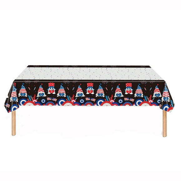 YFGEFTR 4th of July Tablecloth, Plastic Disposable Rectangle USA Star Stripe Table Cover for Memorial day, Fourth of July Independence Day Decorations