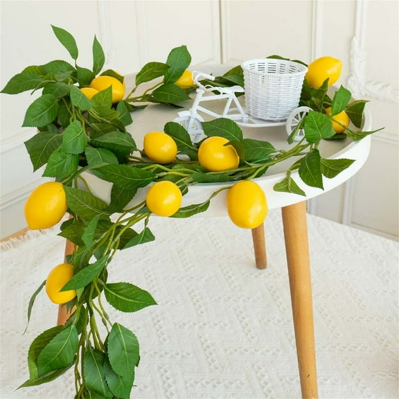 YFGEFTR Artificial Lemon Flower Garland Vine, 5.9 Ft Fake Yellow Lemon Vines Silk Flowers Hanging Floral Garlands Decoration for Room Wall, Flower Themed Party, Wedding Supplies