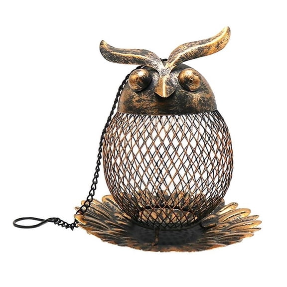 YFGEFTR Bird Feeders for Outdoors, Heavy Duty Metal Frame Outdoor Bird Feeders, Owl Shaped Mesh Bird Seed Feeder, Suitable for Attracting Wild Birds and Decorating Gardens