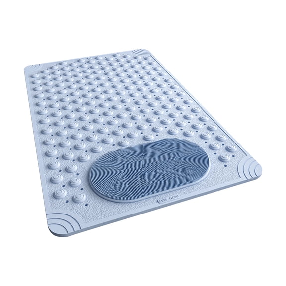 YFGEFTR Blue Bath Massage Mat 38x69cm, Non Slip Bathtub Mat, Foot Reflexology Pad, SPA Massage Texture, PVC Soft Rubber, Machine Washable Anti Fatigue