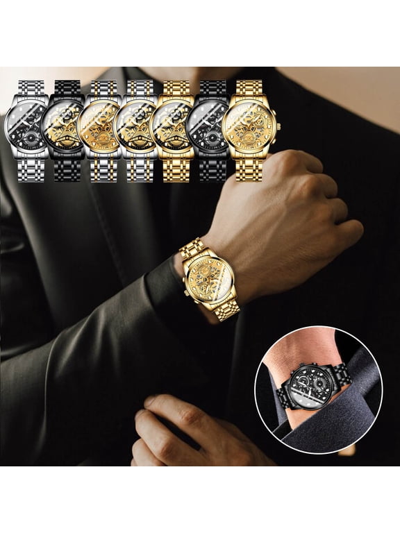 Business Men Watch Double Sided Hollow Transparent Analog Display Stainless Steel Quartz Waterproof Creative Male Wrist Watch
